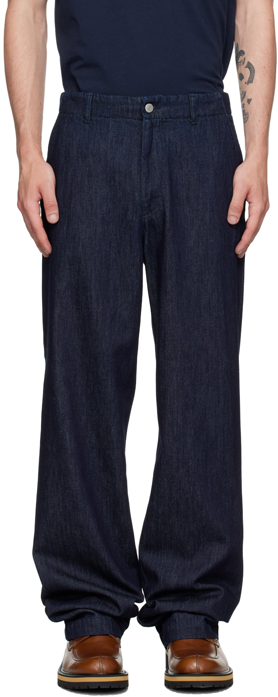 Shop Dries Van Noten Navy Straight-leg Jeans In 507 Indigo