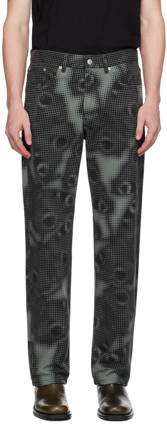 Shop Dries Van Noten Black & Green Pattern Jeans In 901 Anthracite