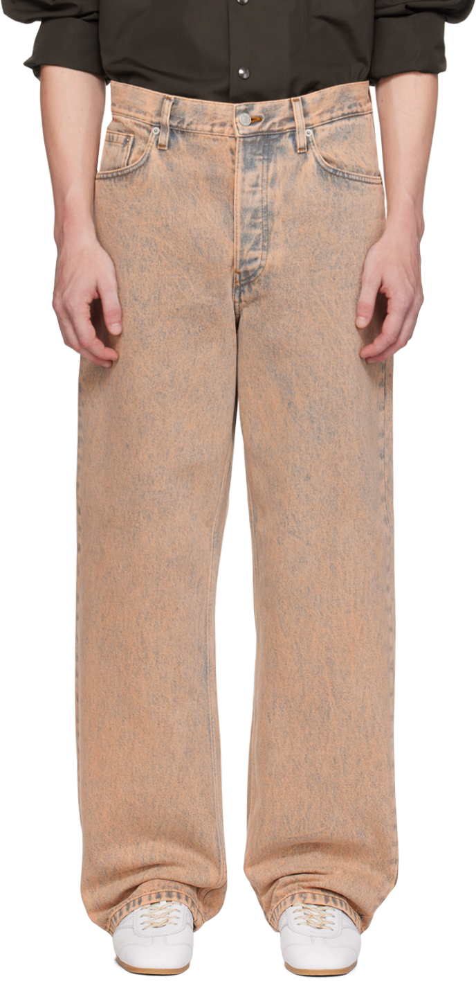 Beige Garment-Dyed Jeans