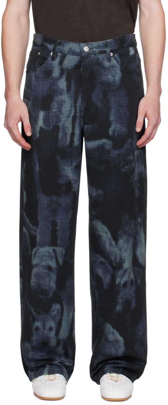 Shop Dries Van Noten Blue Pattern Jeans In 509 Navy