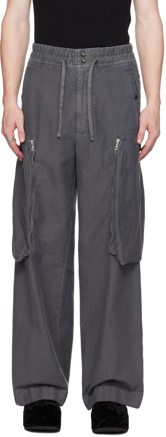 Gray Drawstring Cargo Pants