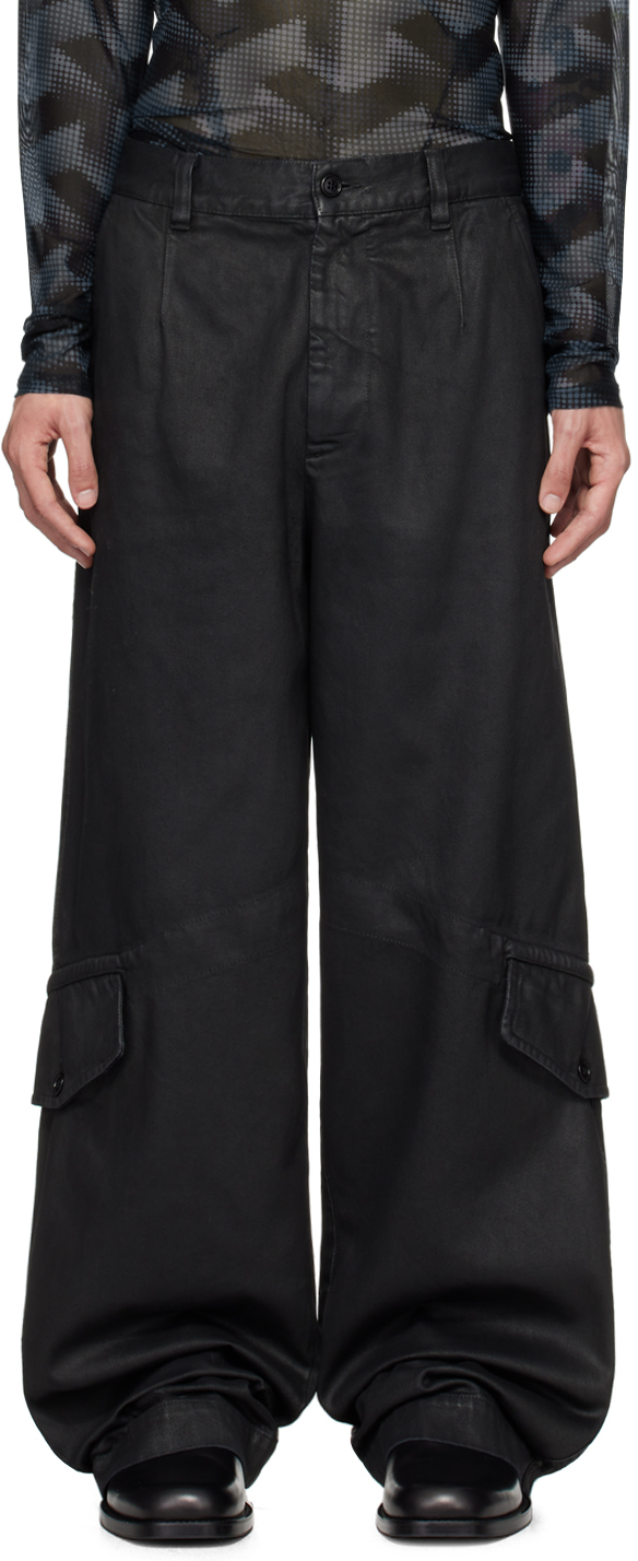 Shop Dries Van Noten Black Loose Cargo Pants In 900 Black