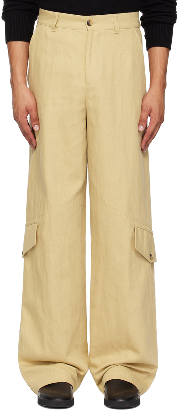 Shop Dries Van Noten Beige Loose-fit Cargo Pants In 200 Hay