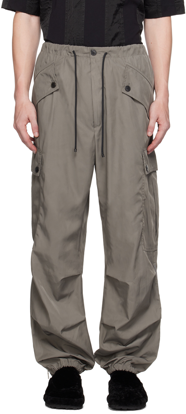 Gray Drawstring Cargo Pants