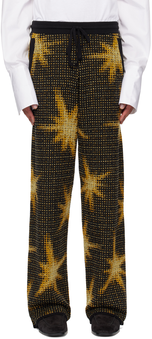 Shop Dries Van Noten Black & Yellow Drawstring Sweatpants In 900 Black