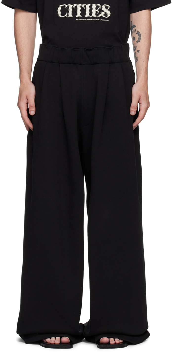 Shop Dries Van Noten Black Pleated Sweatpants In 900 Black