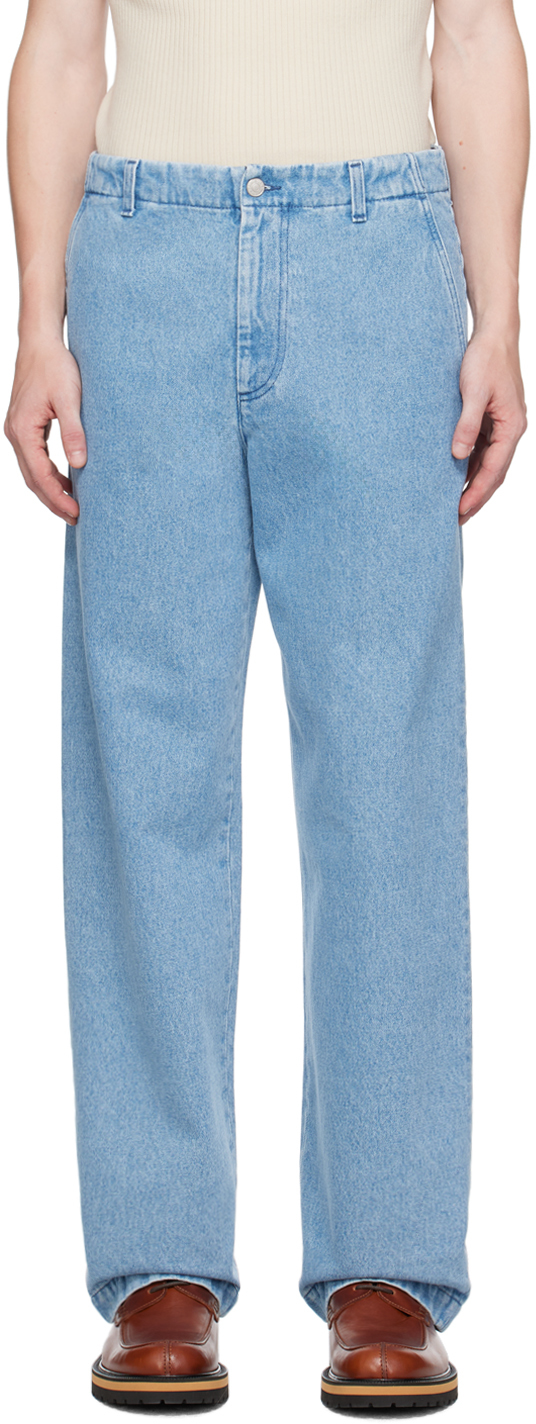 Blue Straight-Leg Jeans