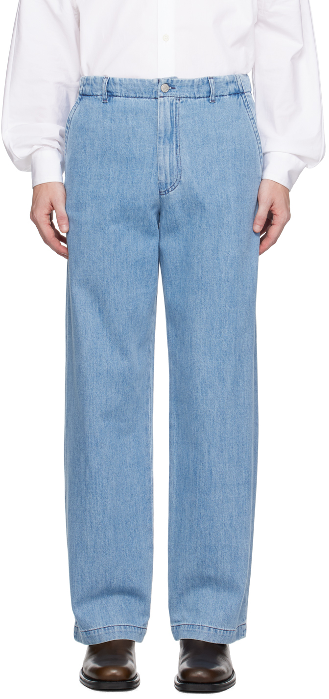 Shop Dries Van Noten Blue Straight-leg Jeans In 514 Light Blue