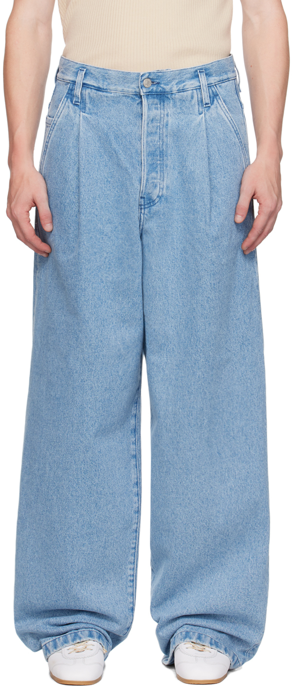 Shop Dries Van Noten Blue Wide Jeans In 514 Light Blue