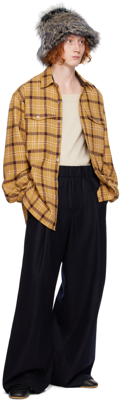 Dries Van Noten Navy Wide Wool Trousers In 509 Navy