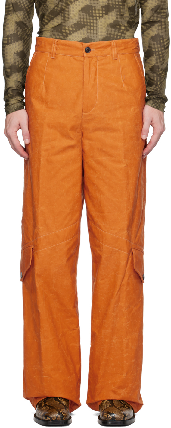 Orange Wide Leg Cargo Pants