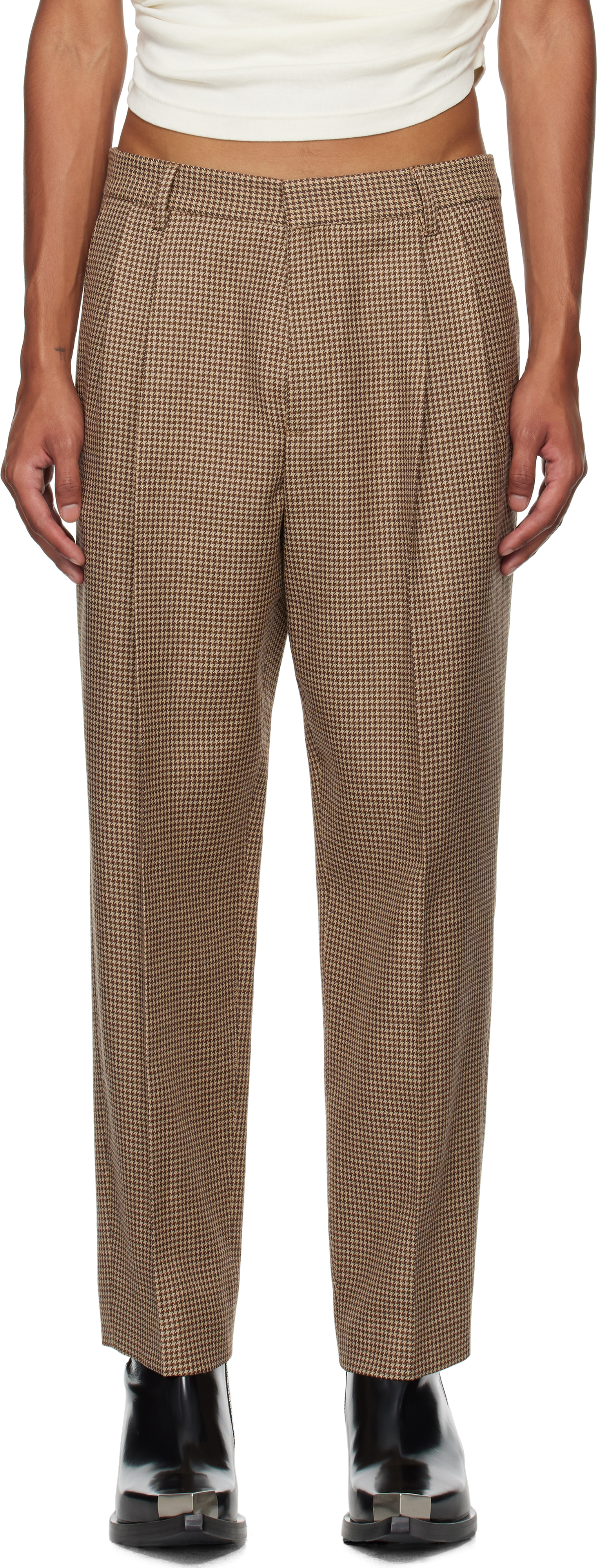 Brown Houndstooth Trousers