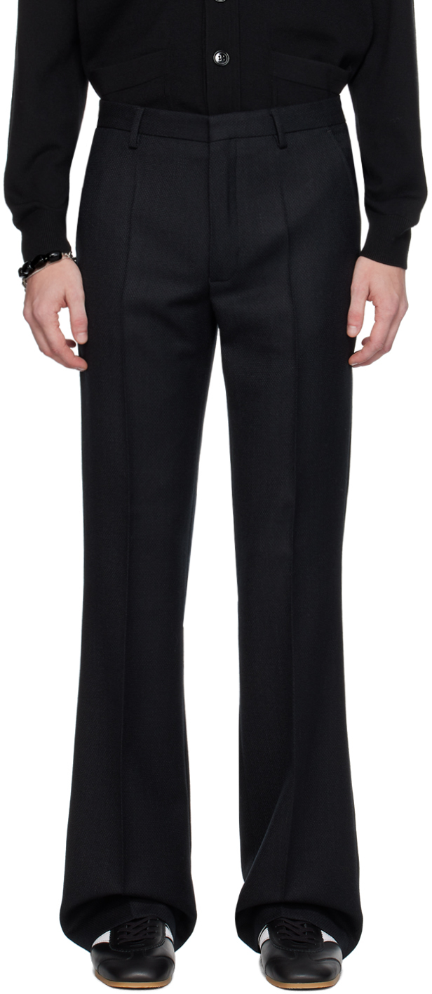 チノパンツ DRIES VAN NOTEN WIDE BLACK WOOL TROUSERS Pleated wool wide-leg pants in black - Dries Van Noten