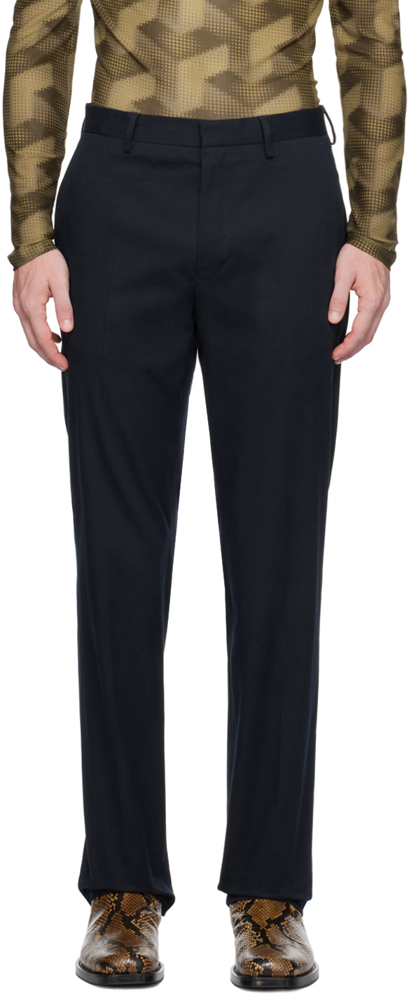 Navy Pleat Trousers