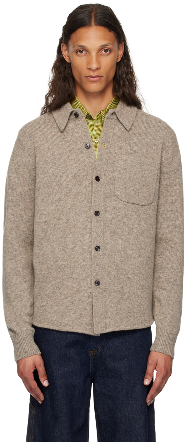 Shop Dries Van Noten Gray Spread Collar Cardigan In 813 Grey Melange