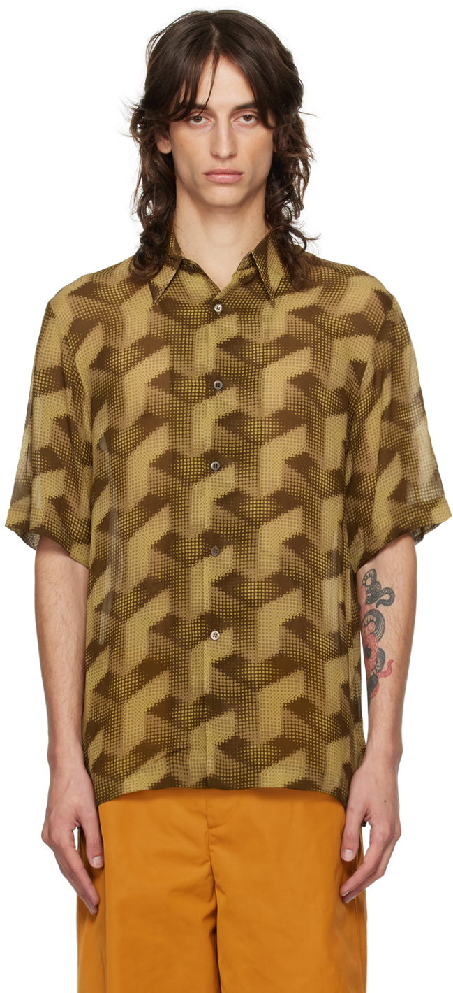 Shop Dries Van Noten Tan Printed Shirt In 102 Camel