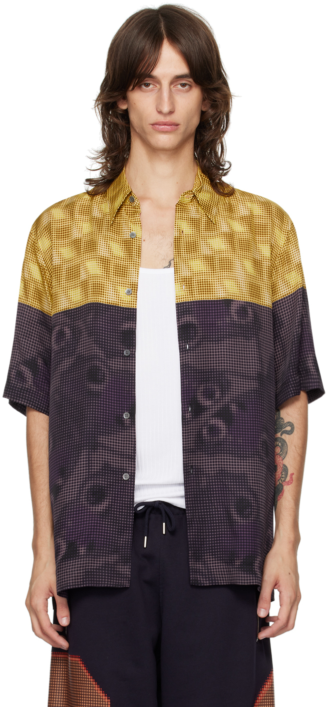 Yellow & Purple Dotted Shirt