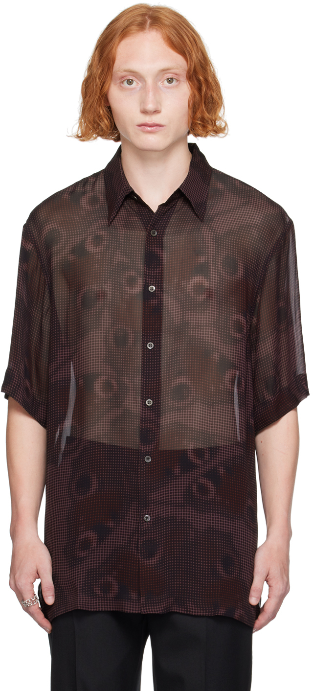 Dries Van Noten Burgundy Graphic Shirt In 358 Burgundy