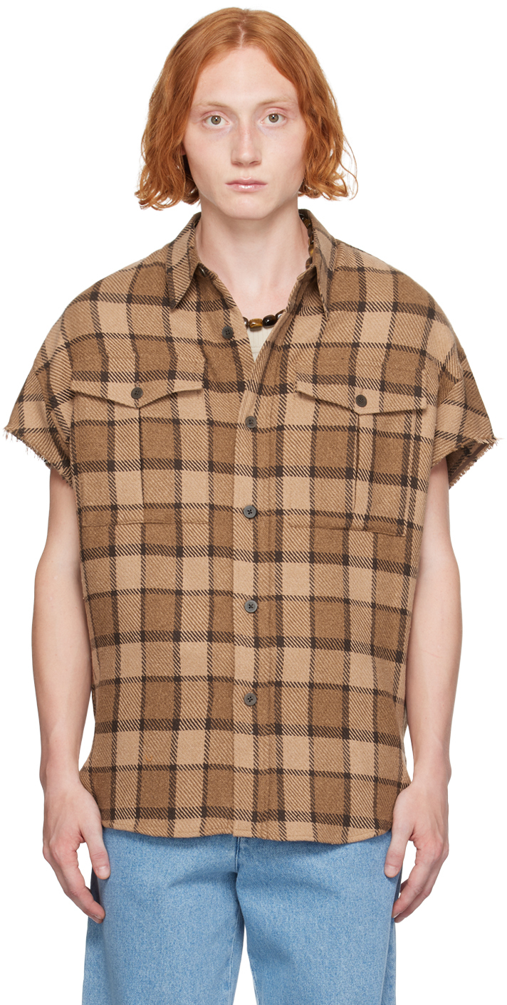 Dries Van Noten Long Sleeve Shirt Brown Checked Cotton 46 | eBay