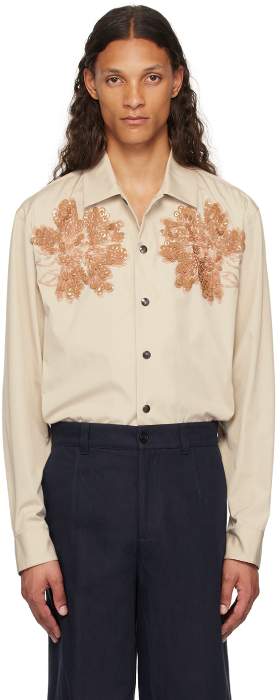 Beige Beaded Shirt