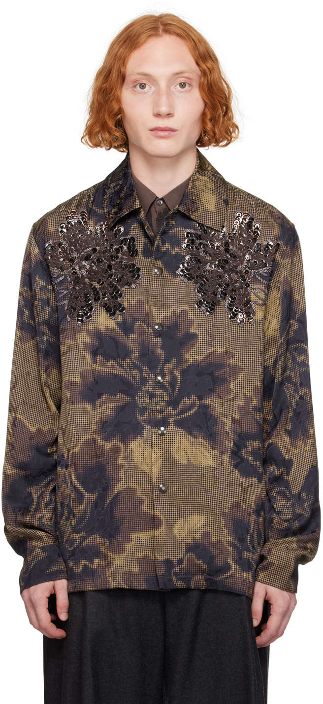 Shop Dries Van Noten Brown Beaded Shirt In 703 Brown