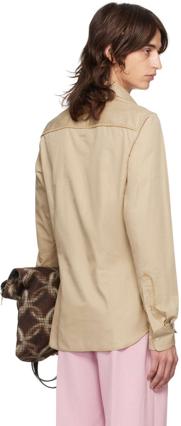 Dries Van Noten Beige Cotton & Silk Shirt In 101 Sand