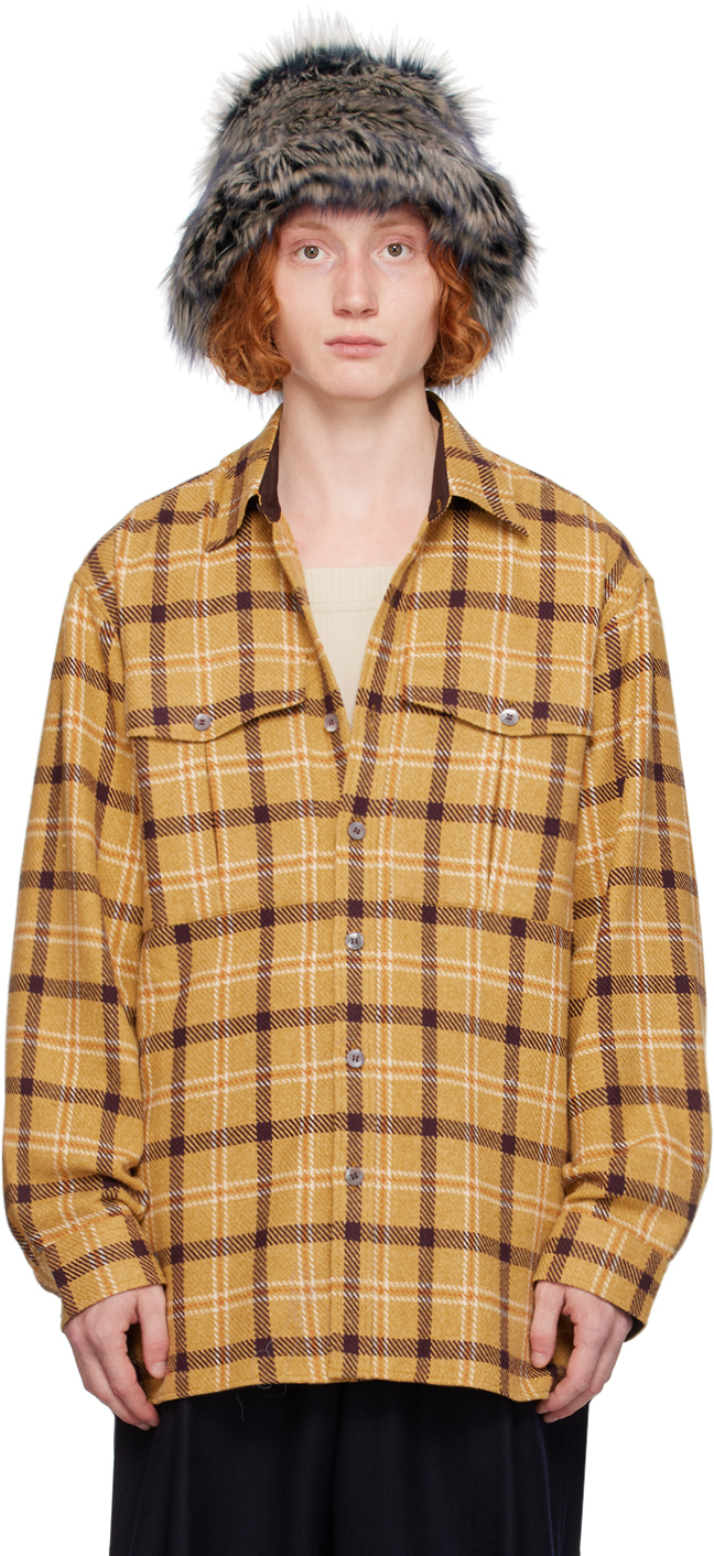 Dries Van Noten Calendo Oversize Plaid Flannel Button-up Shirt In 202 Yellow