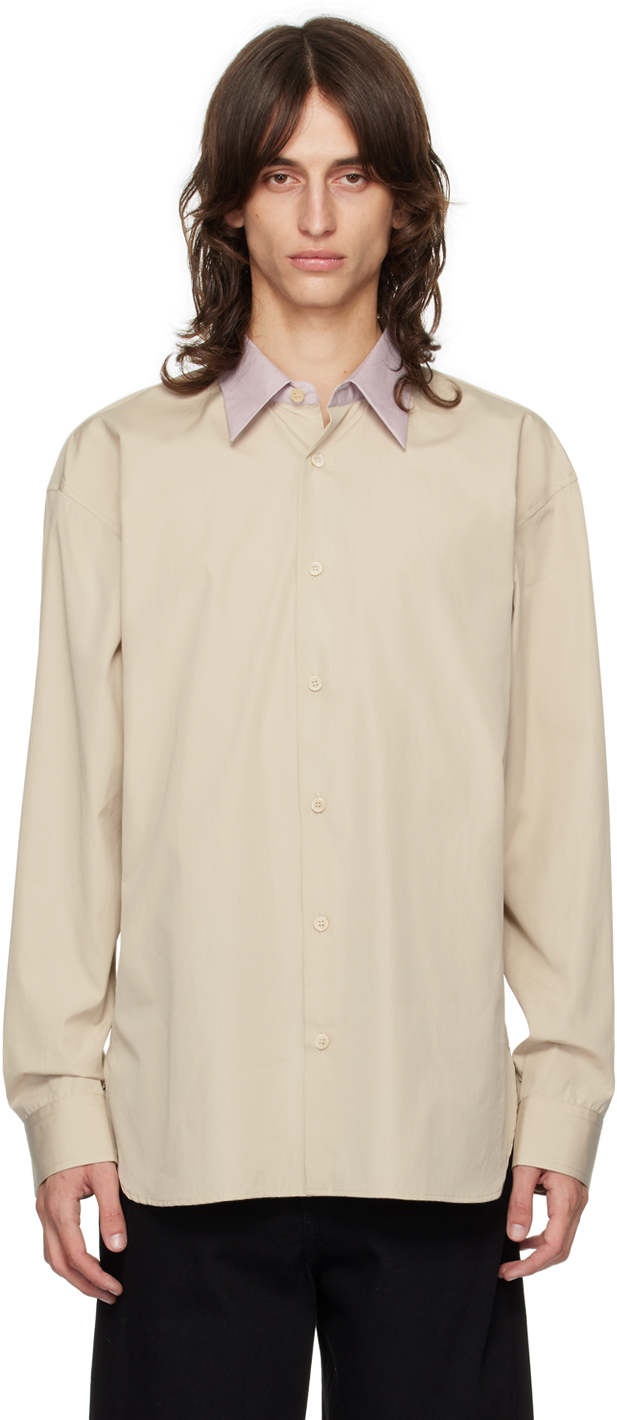 Shop Dries Van Noten Beige & Purple Relaxed Shirt In 103 Beige