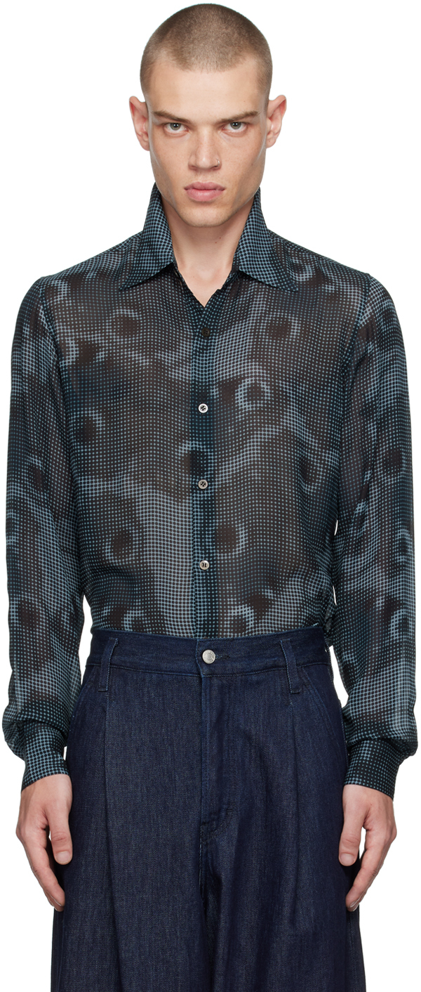 Shop Dries Van Noten Navy Tight Fit Shirt In 508 Petrol