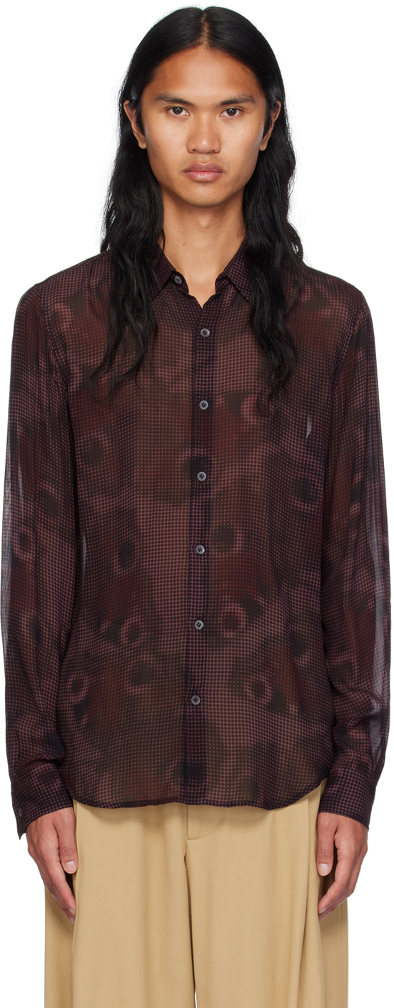 Shop Dries Van Noten Burgundy Tight Fit Shirt In 358 Burgundy