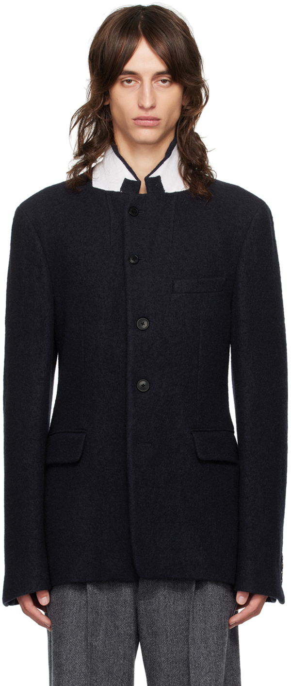 Navy Notched Lapel Blazer