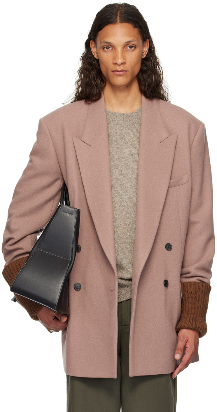 Shop Dries Van Noten Pink Oversized Blazer In 301 Old Rose