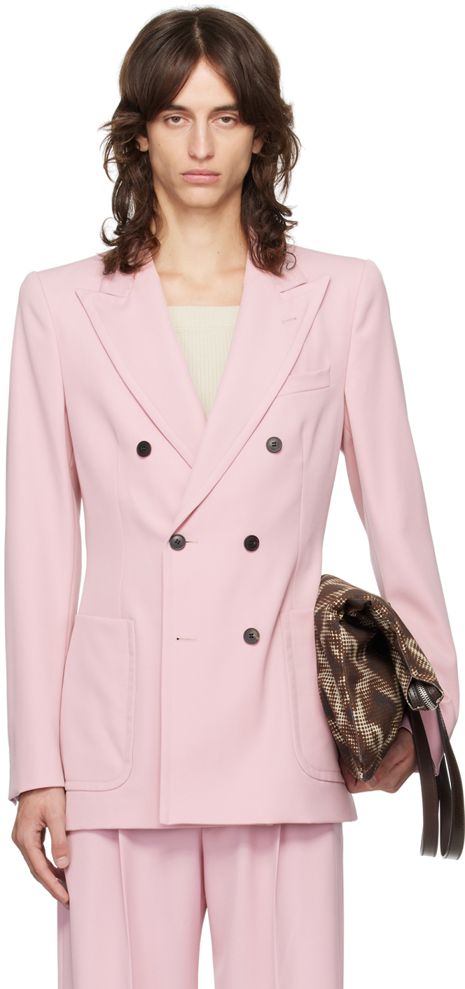 Shop Dries Van Noten Pink Tight Fit Blazer In Old Rose