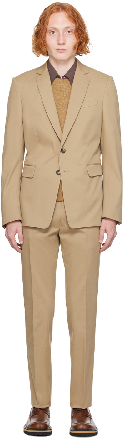 Brown Single-Breasted Cotton Suit