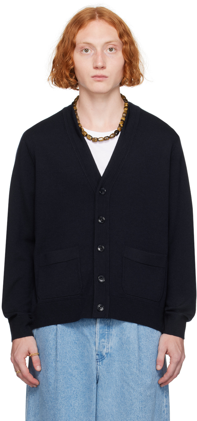 Navy Merino Wool Cardigan