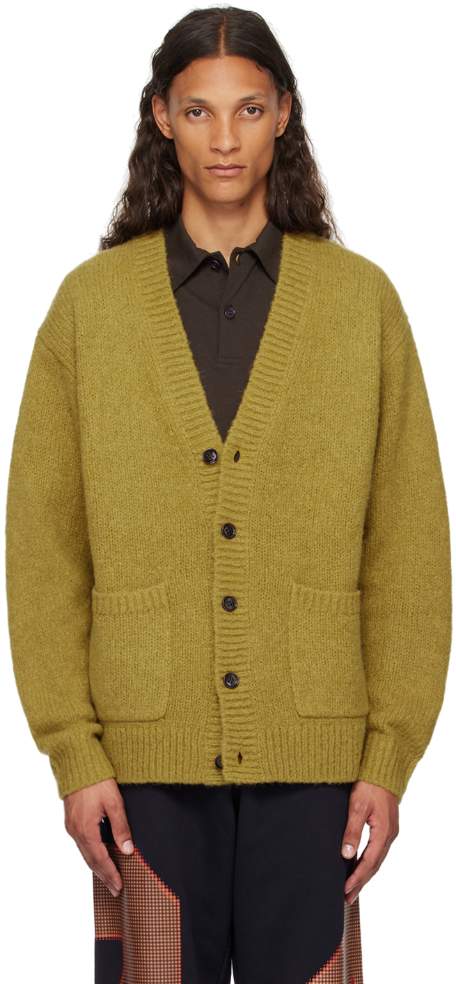 Shop Dries Van Noten Yellow Alpaca Cardigan In Mustard 203