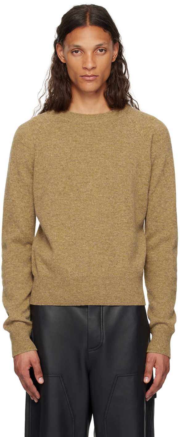 Shop Dries Van Noten Tan Merino Wool Sweater In 110 Dark Camel