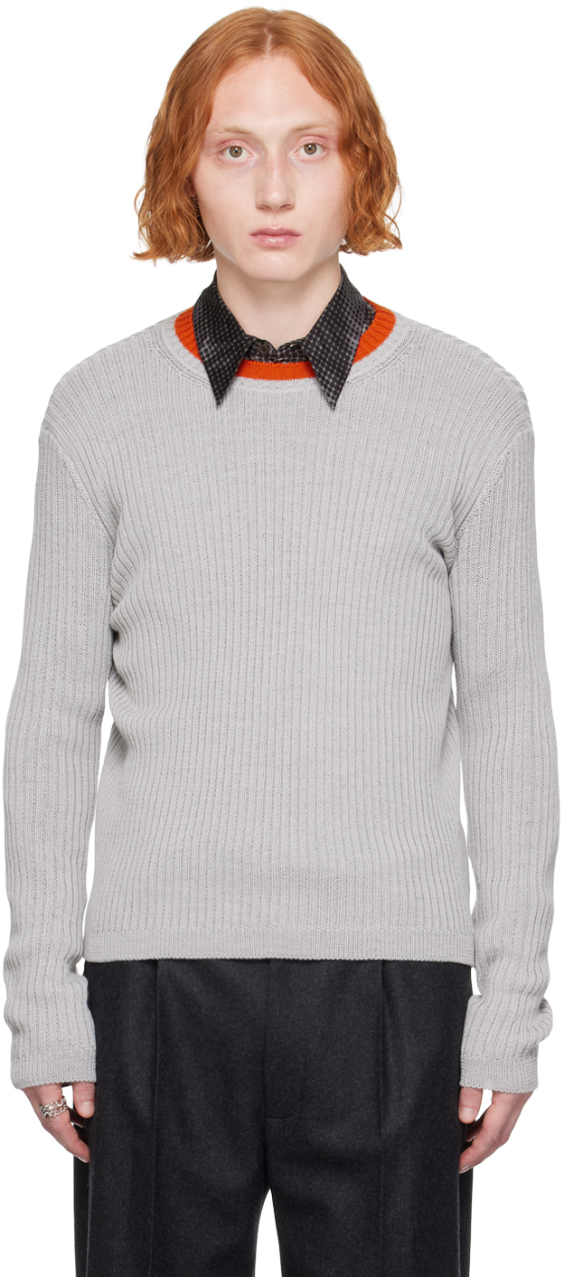 Shop Dries Van Noten Gray Crewneck Sweater In 800 Light Grey