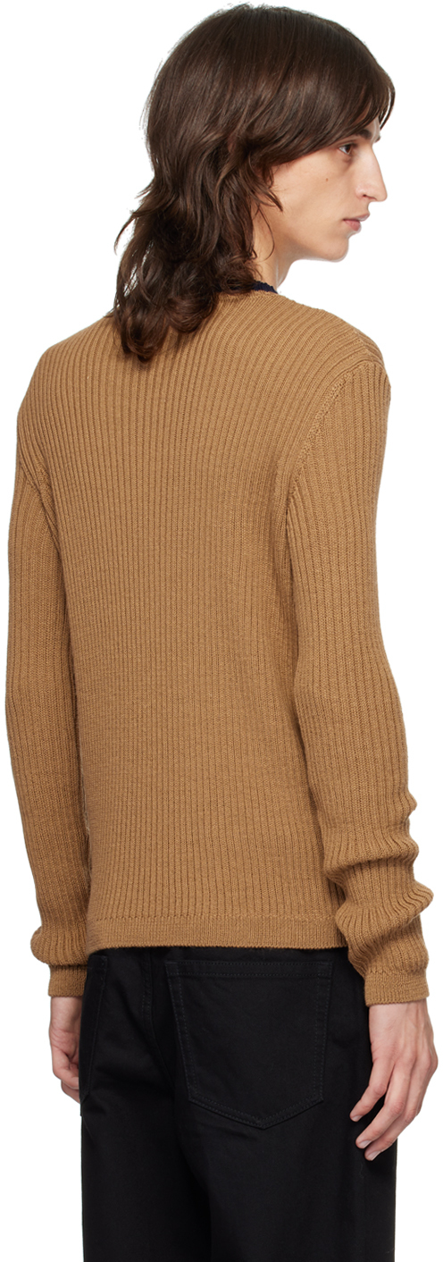 Dries Van Noten Brown Striped Crewneck Sweater In 102 Camel