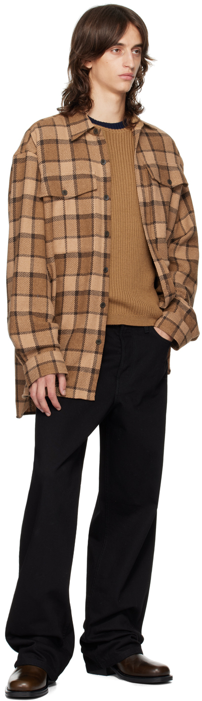 Dries Van Noten Brown Striped Crewneck Sweater In 102 Camel