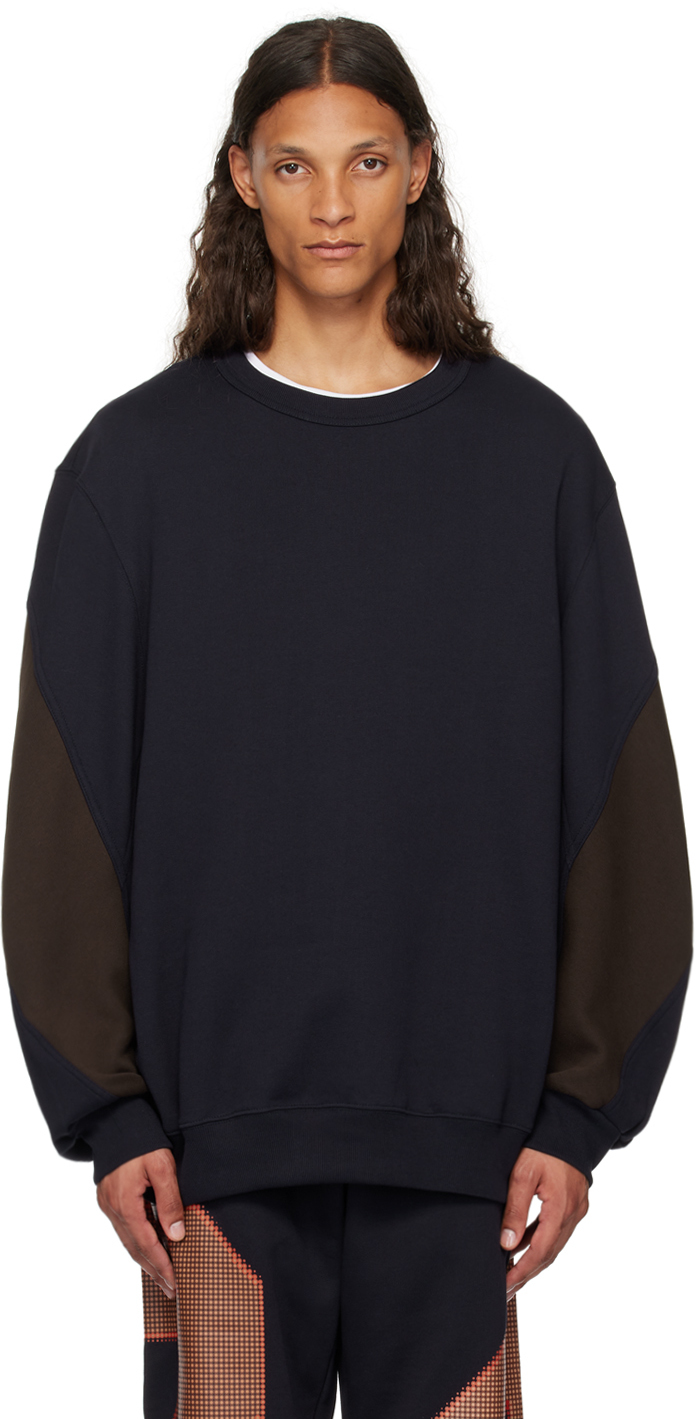 DRIES VAN NOTEN NAVY LOOSE FIT SWEATSHIRT 