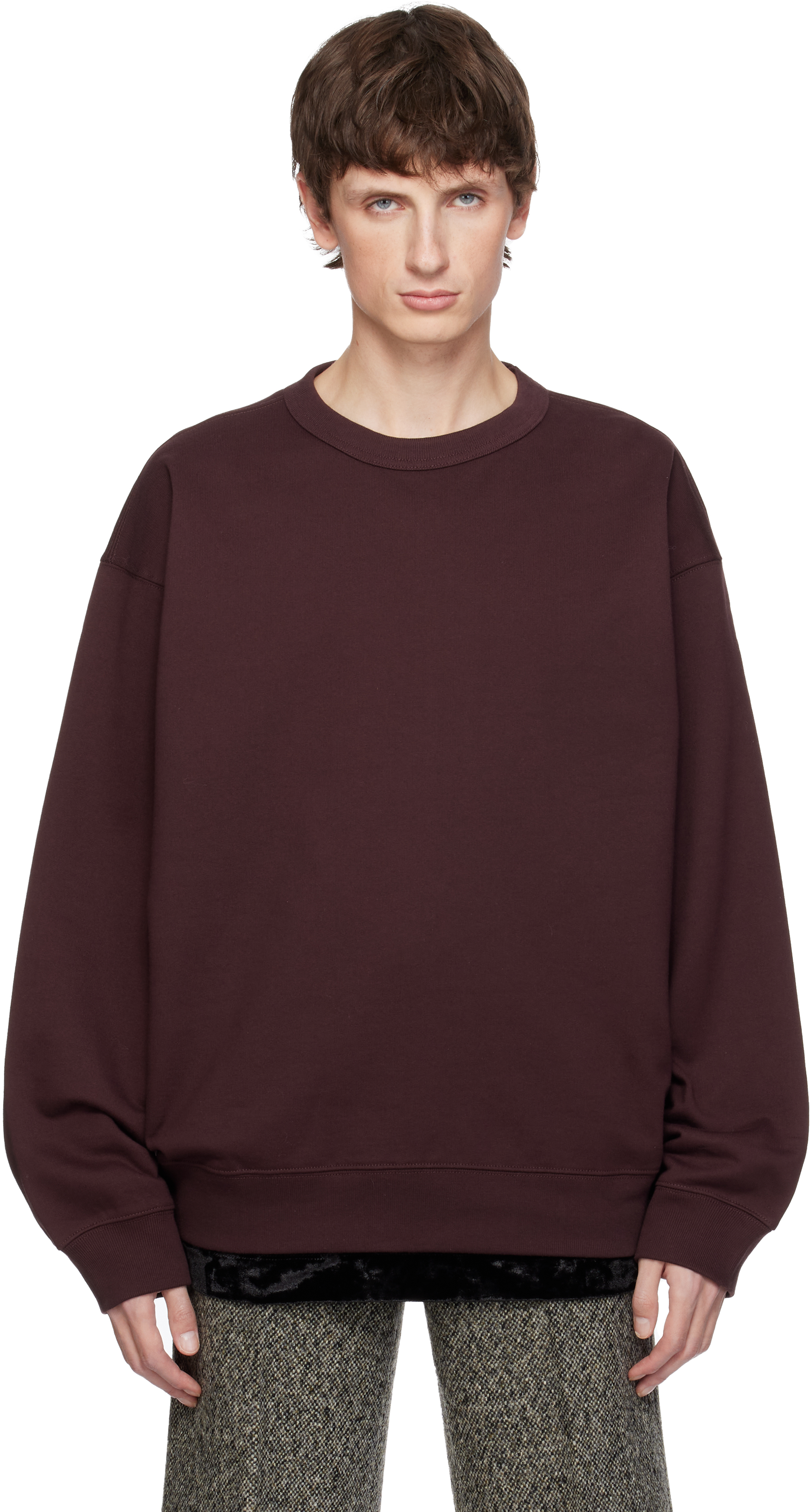 Dries Van Noten Burgundy Cotton Sweatshirt In Brown