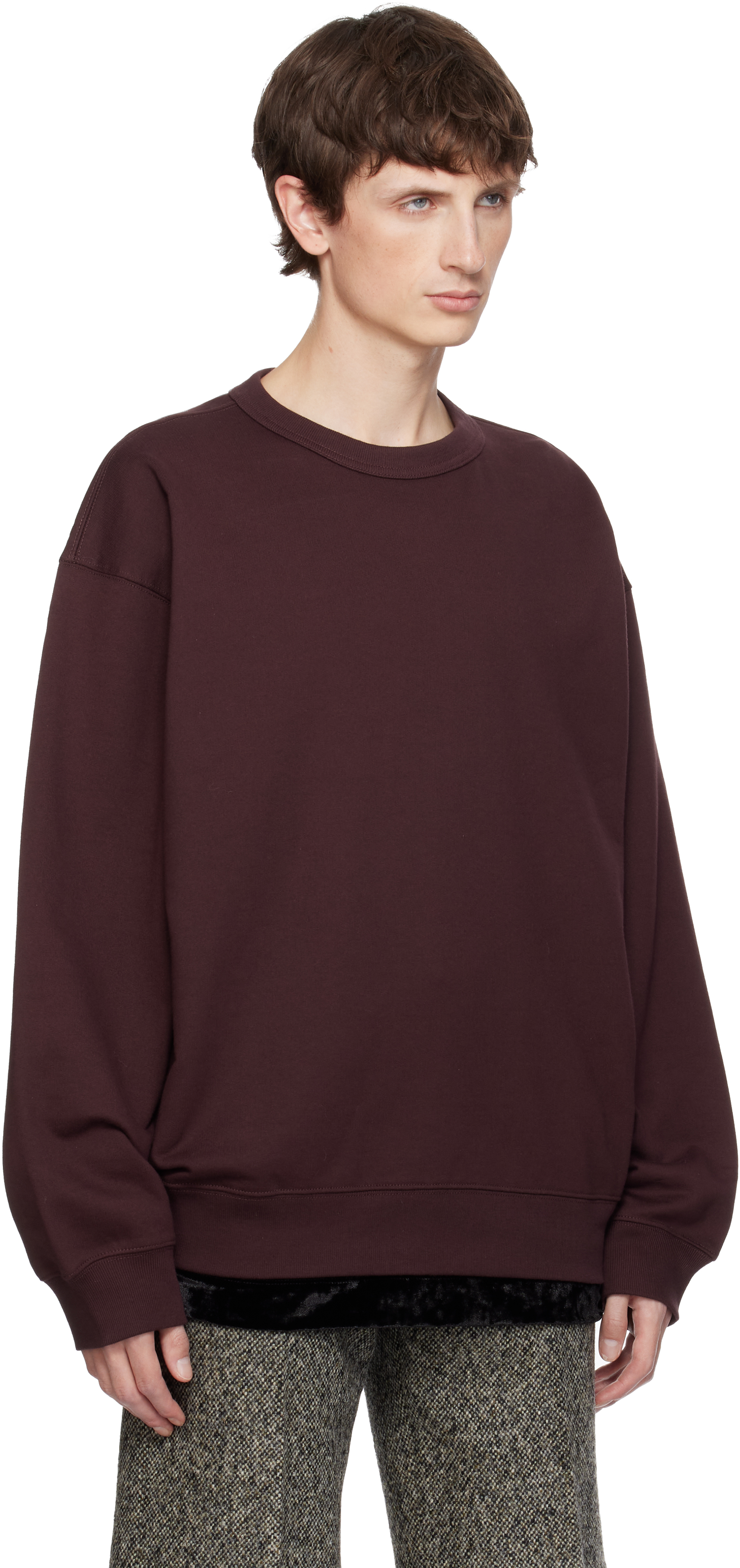Dries Van Noten Burgundy Cotton Sweatshirt In Brown