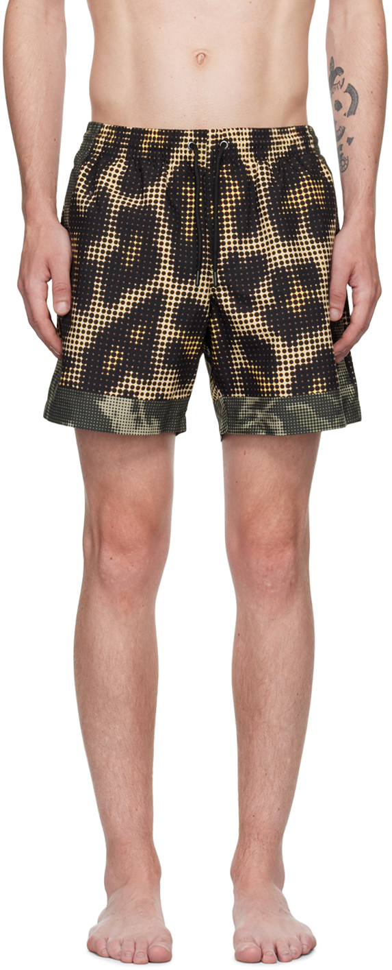 Brown Printed Swim Shorts