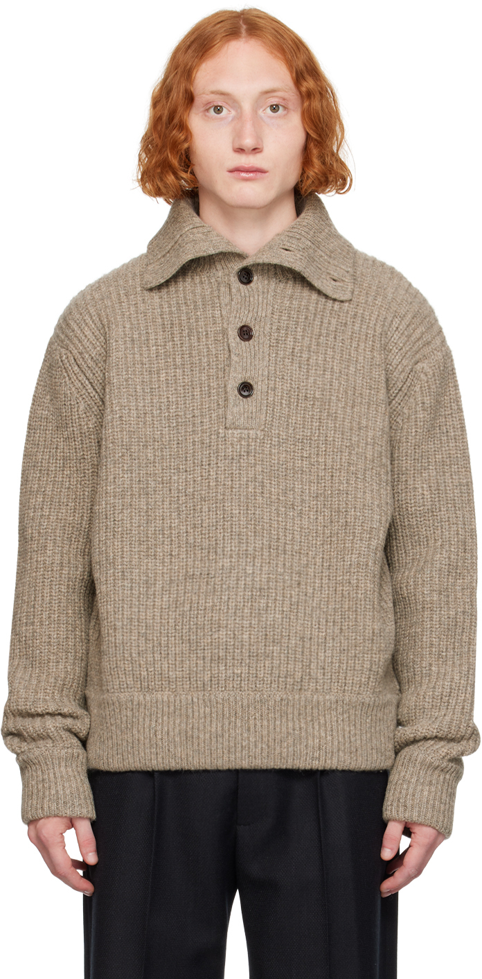 Shop Dries Van Noten Gray Virgin Wool Polo In 813 Grey Melange