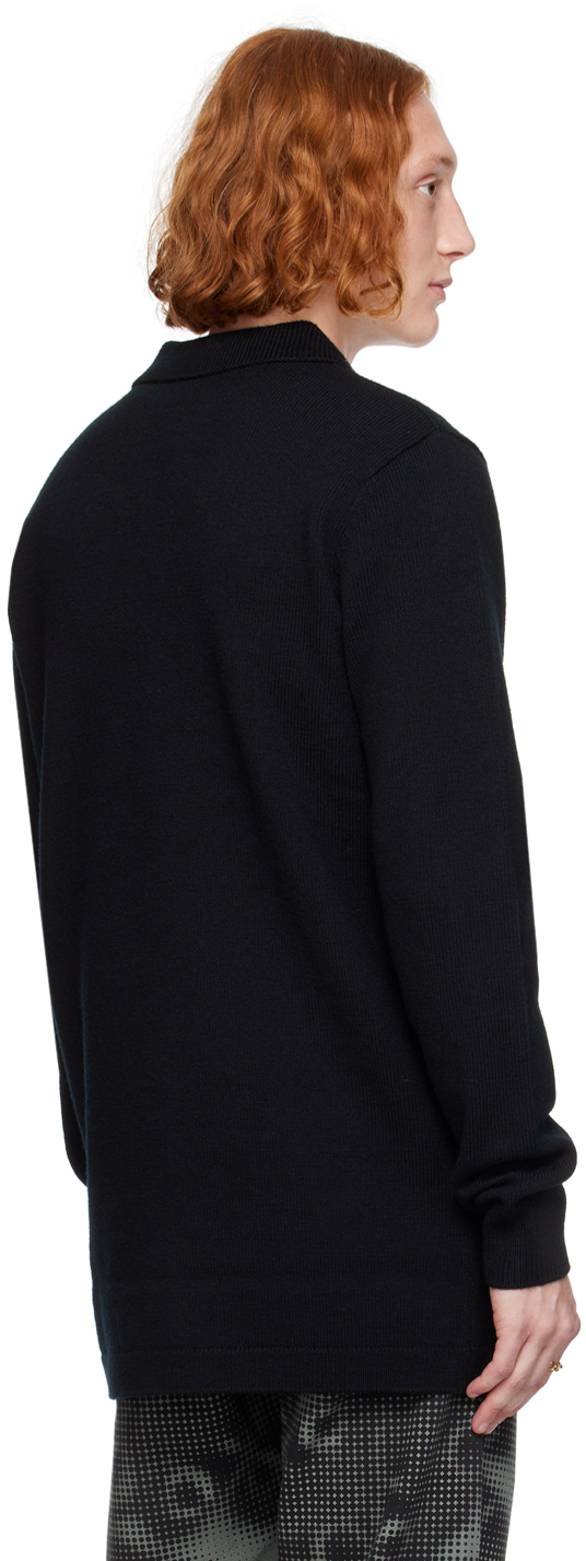 Dries Van Noten Black Virgin Wool Polo In 900 Black