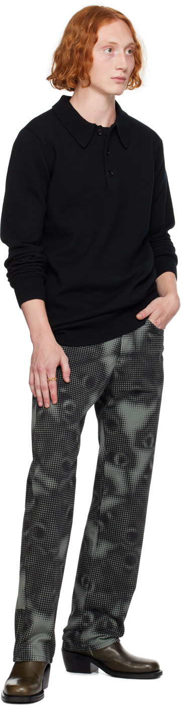Dries Van Noten Black Virgin Wool Polo In 900 Black