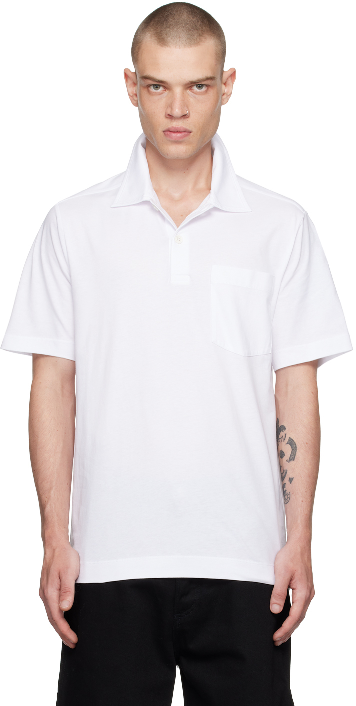 Shop Dries Van Noten White Spread Collar Polo In 1 White