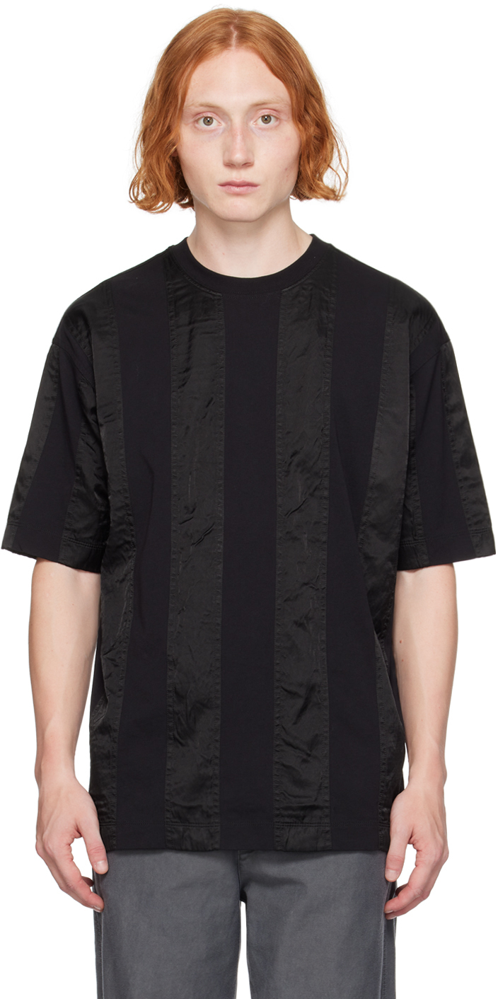 Shop Dries Van Noten Black Paneled T-shirt In 900 Black