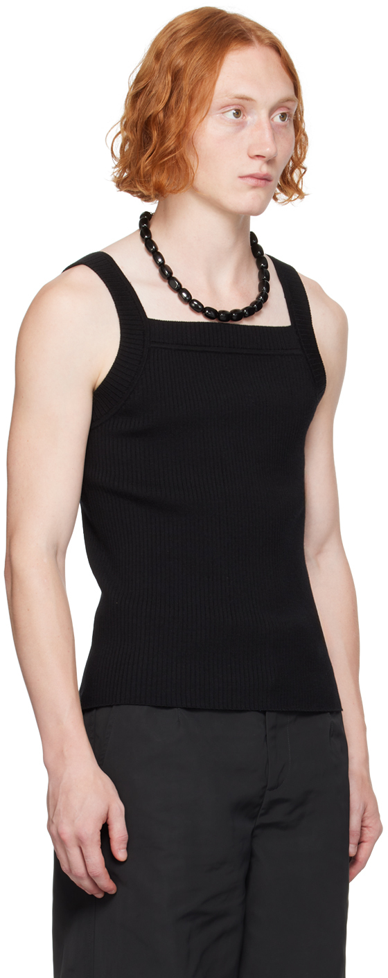 Dries Van Noten Merino-wool Tank Top In 900 Black